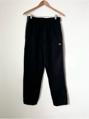 Champion black sweatpants jogger pants Size M gray stripe